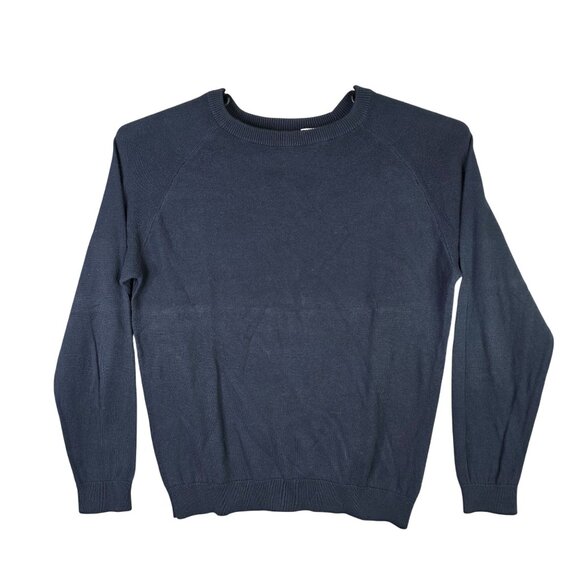 Mens Royal Class Navy Blue Knit Sweater Cotton Blend Long Sleeve Crew Neck L - Picture 1 of 7